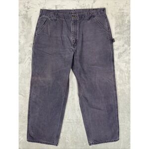 Vintage Carhartt Carpenter Duck Canvas Pants Men 36x34 Gray Dungaree Fit B11 PTB